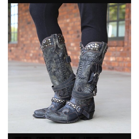 Double D by Old Gringo Frontier Trapper Black Boots 7.5 EUC - Picture 12 of 12